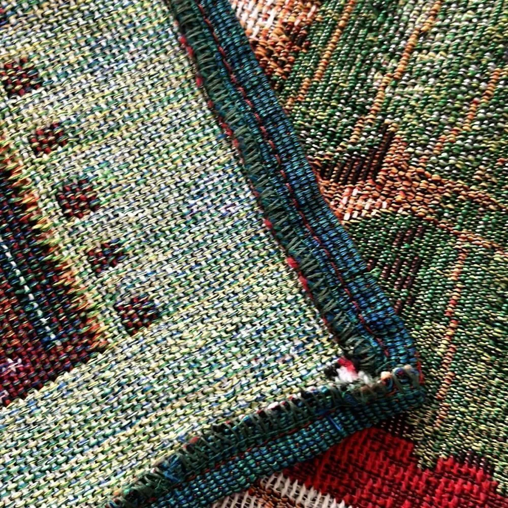 Vintage Set (2) Tapestry Rectangle Christmas Kitty Klaus Cotton Blend Placemats